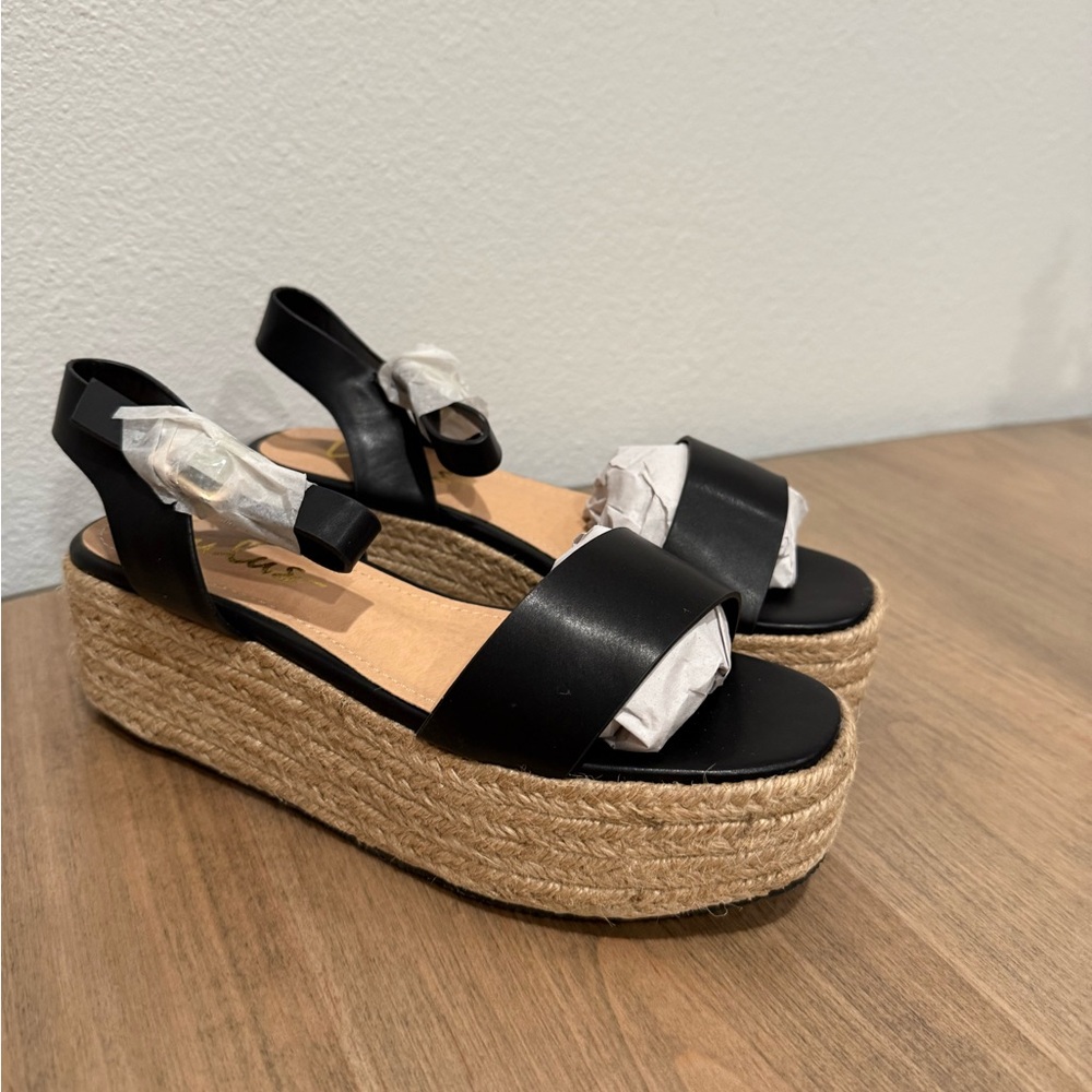 Lulus Elegant Black Espadrille Wedges